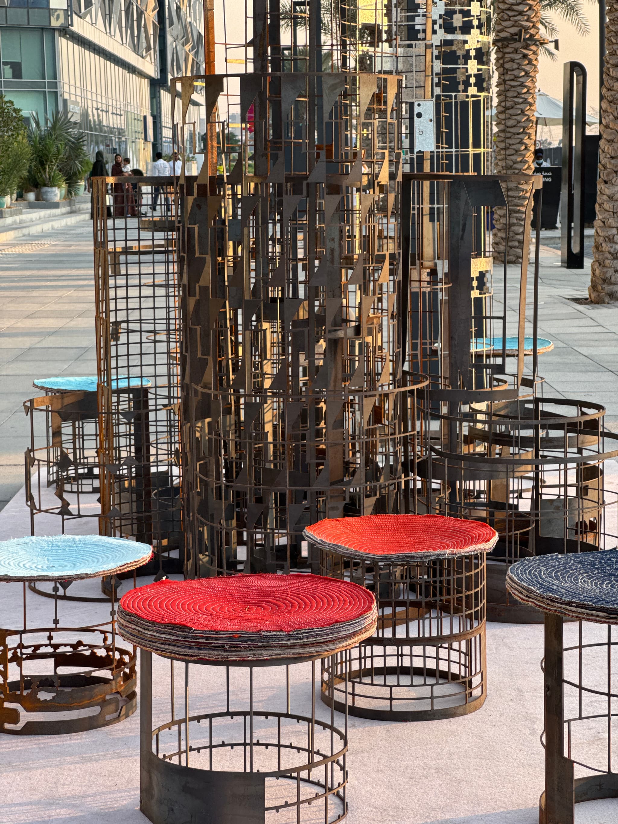 Aerial View Mesh Pavilion at Sunset