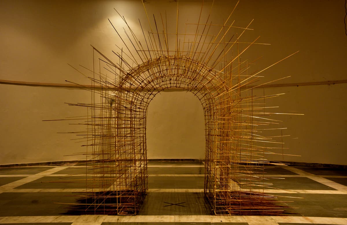 Woven Brass Arch Pavilion Interior