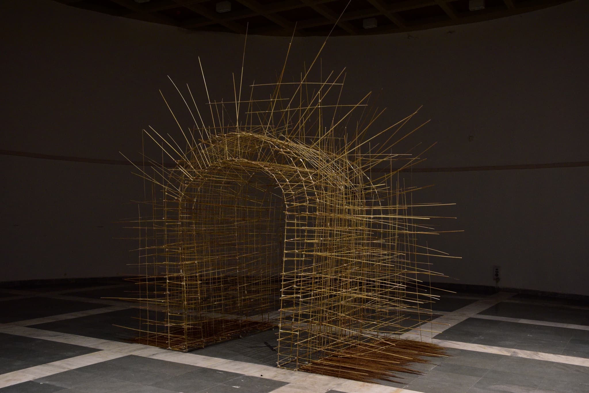Monumental Woven Brass Lattice Cloud